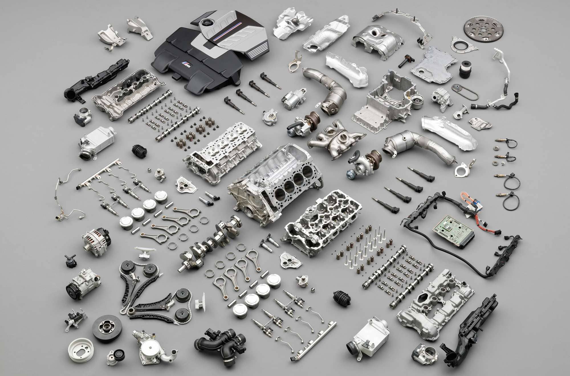Shelved vehicle and machinery spare parts in the warehouse
